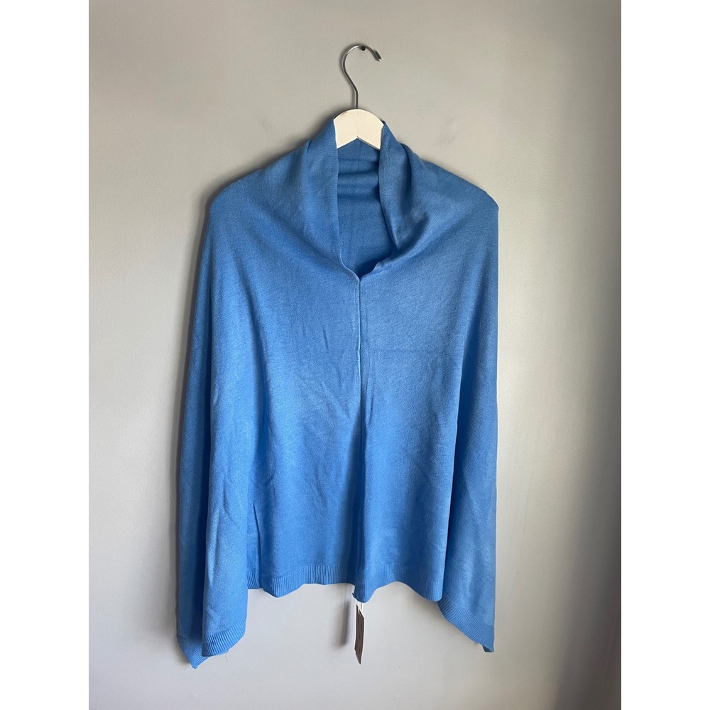 Grace Periwinkle Blue Classic Poncho Topper Multi-Way Knit Wrap One Size NWT